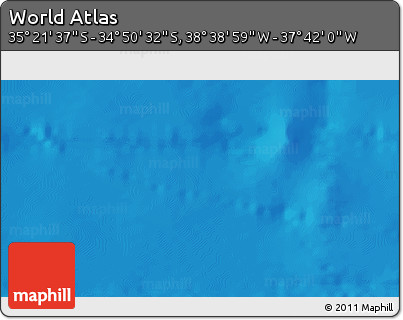 Physical 3D Map of the Area around 35° 6' 5" S, 38° 10' 29" W