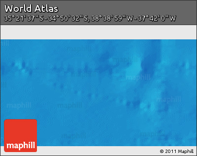 Shaded Relief 3D Map of the Area around 35° 6' 5" S, 38° 10' 29" W