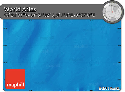 Physical Map of the Area around 35° 6' 5" S, 3° 28' 30" E