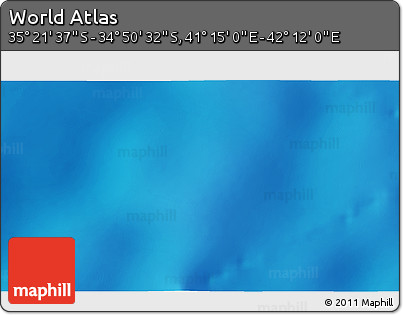 Shaded Relief 3D Map of the Area around 35° 6' 5" S, 41° 43' 30" E