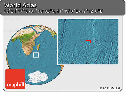 Satellite Location Map of the Area around 35° 6' 5" S, 41° 43' 30" E