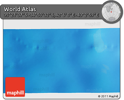Shaded Relief 3D Map of the Area around 35° 6' 5" S, 42° 34' 30" E