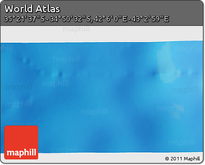 Shaded Relief 3D Map of the Area around 35° 6' 5" S, 42° 34' 30" E