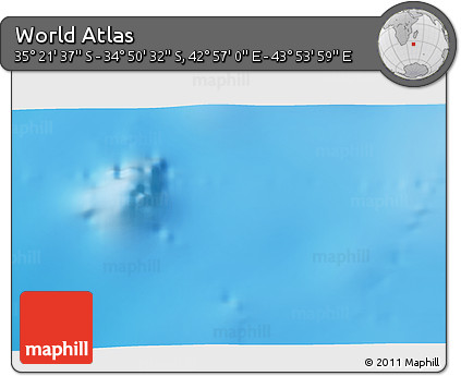 Physical 3D Map of the Area around 35° 6' 5" S, 43° 25' 29" E