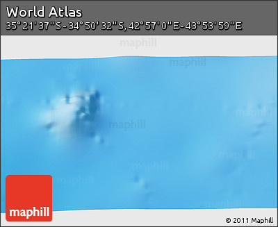 Physical 3D Map of the Area around 35° 6' 5" S, 43° 25' 29" E