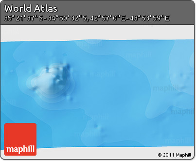 Political 3D Map of the Area around 35° 6' 5" S, 43° 25' 29" E