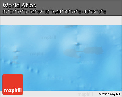 Physical 3D Map of the Area around 35° 6' 5" S, 45° 7' 30" E