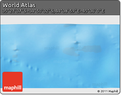 Physical 3D Map of the Area around 35° 6' 5" S, 45° 7' 30" E