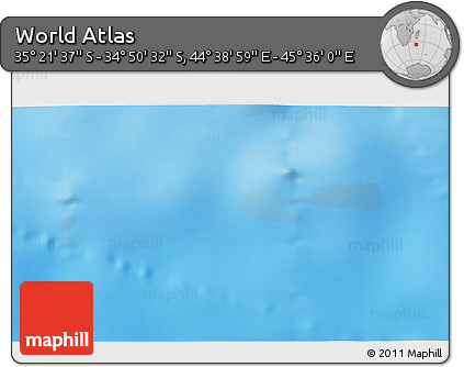 Shaded Relief 3D Map of the Area around 35° 6' 5" S, 45° 7' 30" E
