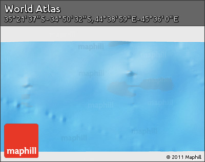 Shaded Relief 3D Map of the Area around 35° 6' 5" S, 45° 7' 30" E