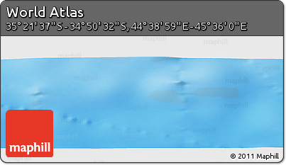 Physical Panoramic Map of the Area around 35° 6' 5" S, 45° 7' 30" E