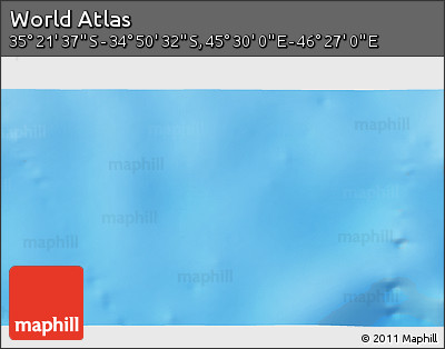 Physical 3D Map of the Area around 35° 6' 5" S, 45° 58' 30" E