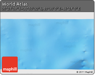 Physical 3D Map of the Area around 35° 6' 5" S, 45° 58' 30" E