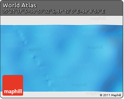 Physical 3D Map of the Area around 35° 6' 5" S, 47° 40' 29" E