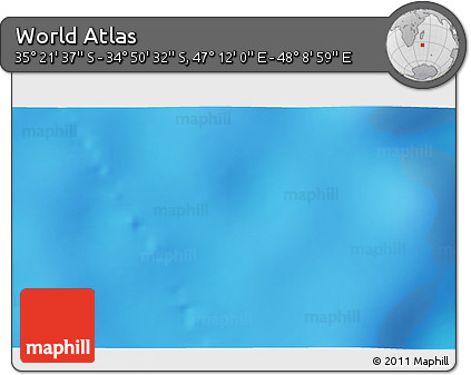 Shaded Relief 3D Map of the Area around 35° 6' 5" S, 47° 40' 29" E