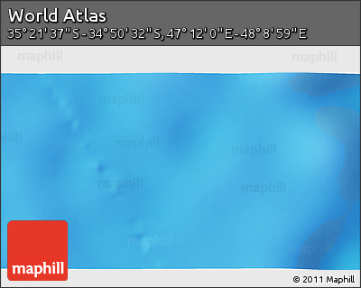 Shaded Relief 3D Map of the Area around 35° 6' 5" S, 47° 40' 29" E