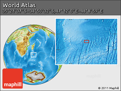 Physical Location Map of the Area around 35° 6' 5" S, 47° 40' 29" E