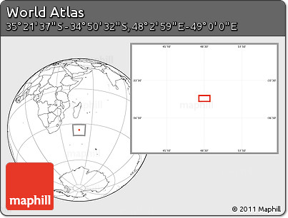 Blank Location Map of the Area around 35° 6' 5" S, 48° 31' 29" E