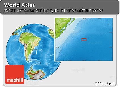 Physical Location Map of the Area around 35° 6' 5" S, 48° 22' 30" W