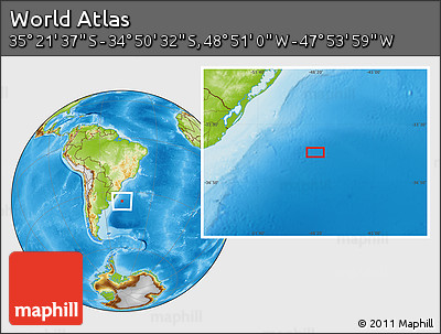 Physical Location Map of the Area around 35° 6' 5" S, 48° 22' 30" W