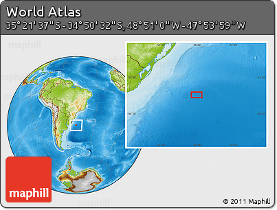 Physical Location Map of the Area around 35° 6' 5" S, 48° 22' 30" W