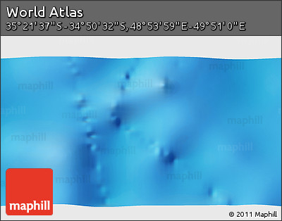 Physical 3D Map of the Area around 35° 6' 5" S, 49° 22' 30" E