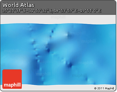 Physical 3D Map of the Area around 35° 6' 5" S, 49° 22' 30" E
