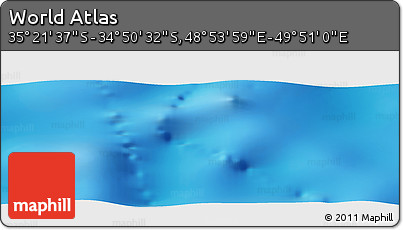 Physical Panoramic Map of the Area around 35° 6' 5" S, 49° 22' 30" E