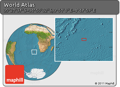 Satellite Location Map of the Area around 35° 6' 5" S, 4° 19' 30" E