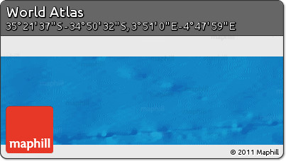 Shaded Relief Panoramic Map of the Area around 35° 6' 5" S, 4° 19' 30" E