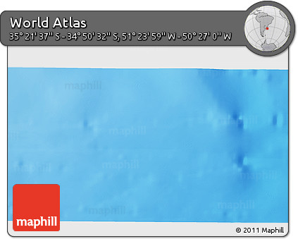 Physical 3D Map of the Area around 35° 6' 5" S, 50° 55' 29" W
