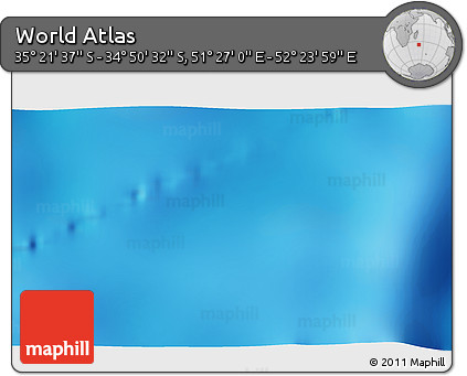 Shaded Relief 3D Map of the Area around 35° 6' 5" S, 51° 55' 29" E