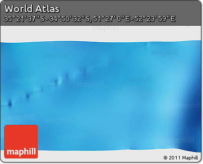Shaded Relief 3D Map of the Area around 35° 6' 5" S, 51° 55' 29" E