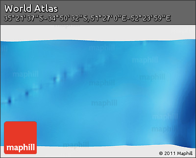 Shaded Relief 3D Map of the Area around 35° 6' 5" S, 51° 55' 29" E