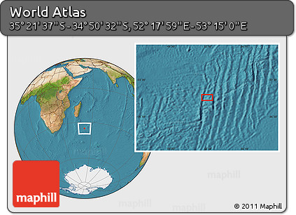 Satellite Location Map of the Area around 35° 6' 5" S, 52° 46' 29" E