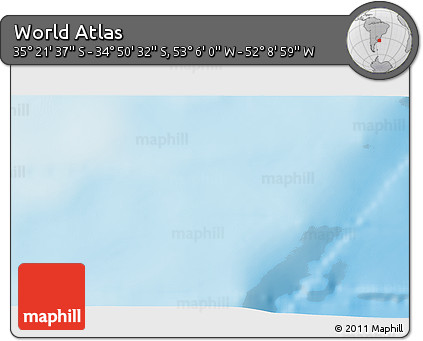 Physical 3D Map of the Area around 35° 6' 5" S, 52° 37' 30" W