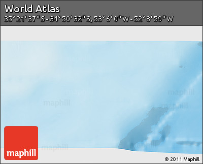 Physical 3D Map of the Area around 35° 6' 5" S, 52° 37' 30" W