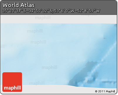 Physical 3D Map of the Area around 35° 6' 5" S, 52° 37' 30" W