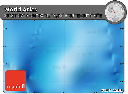 Physical Map of the Area around 35° 6' 5" S, 53° 37' 30" E