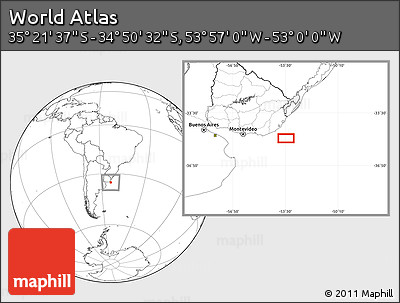 Blank Location Map of the Area around 35° 6' 5" S, 53° 28' 30" W