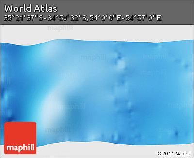 Physical 3D Map of the Area around 35° 6' 5" S, 54° 28' 30" E