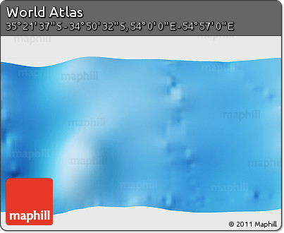 Physical 3D Map of the Area around 35° 6' 5" S, 54° 28' 30" E