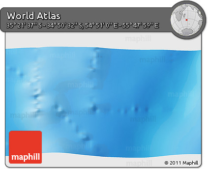 Physical 3D Map of the Area around 35° 6' 5" S, 55° 19' 30" E