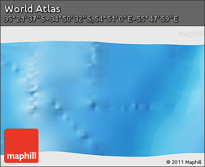 Physical 3D Map of the Area around 35° 6' 5" S, 55° 19' 30" E