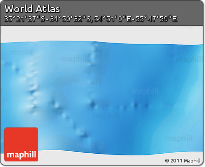 Physical 3D Map of the Area around 35° 6' 5" S, 55° 19' 30" E