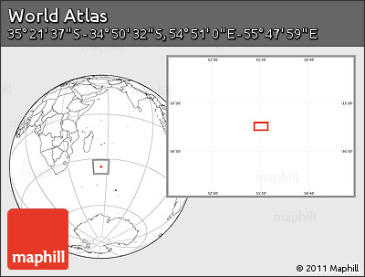 Blank Location Map of the Area around 35° 6' 5" S, 55° 19' 30" E