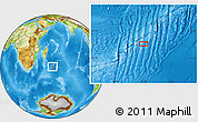 Physical Location Map of the area around 35° 6' 5" S, 55° 19' 30" E