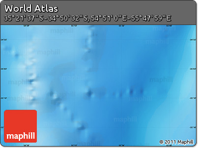 Physical Map of the Area around 35° 6' 5" S, 55° 19' 30" E