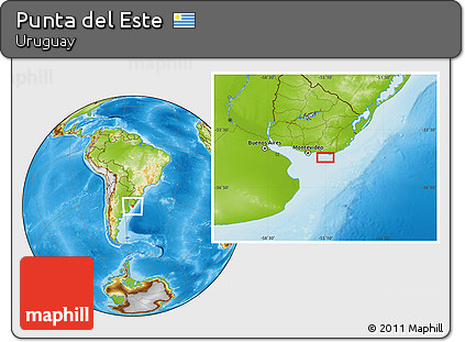 Physical Location Map of Punta Del Este
