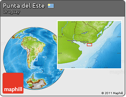 Physical Location Map of Punta Del Este